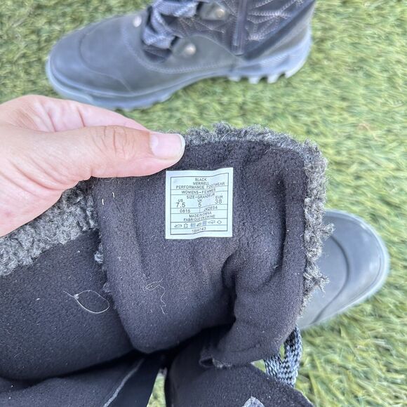 NWOB Women Mid Calf Merrell Silverspun Lace Up Waterproof Winter Boots Sz7.5Blk - Picture 5 of 10